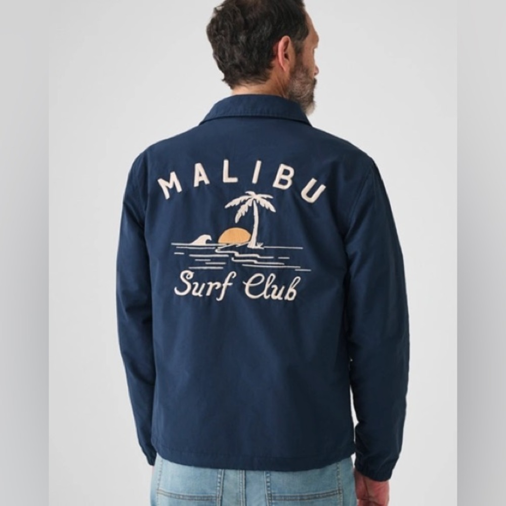 Faherty Navy Malibu Surf Club Jacket